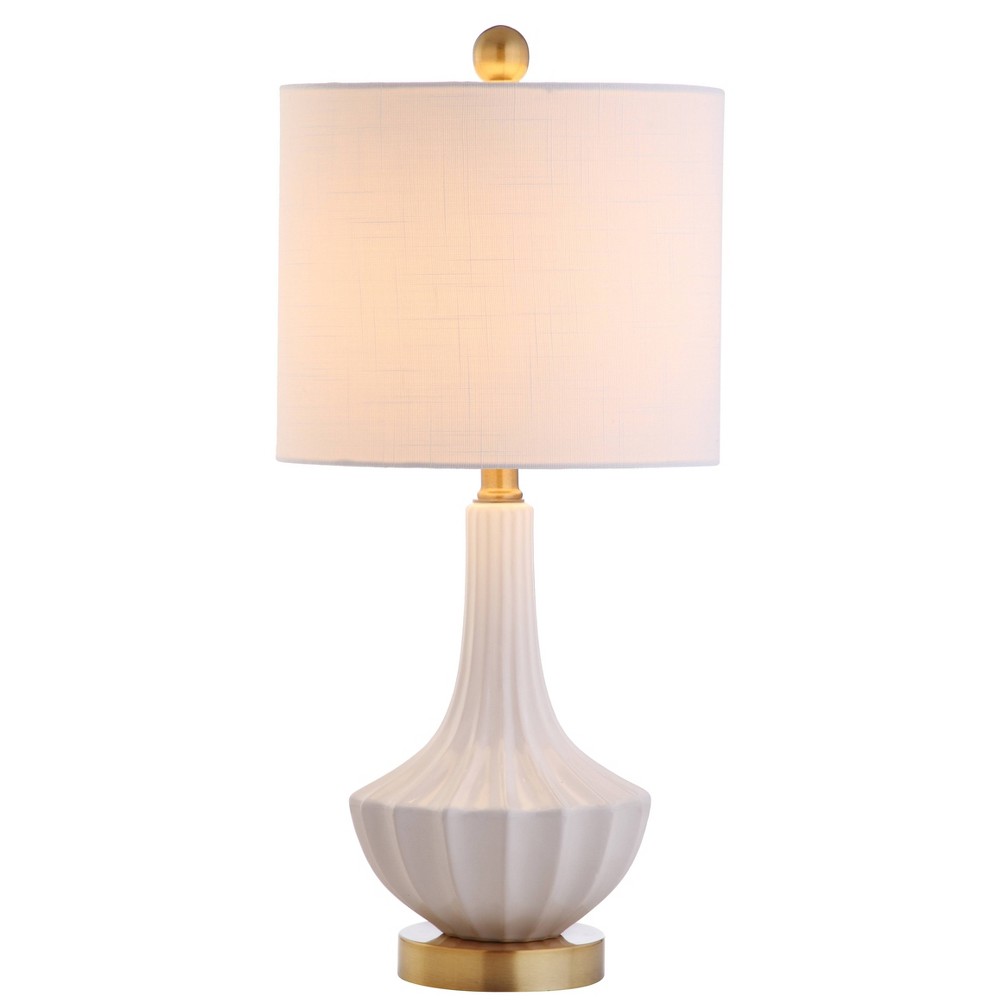 Photos - Floodlight / Street Light 21.5" Ceramic Parker Mini Table Lamp  White - JON(Includes LED Light Bulb)