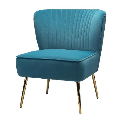 Quentin Velvet Accent Side Chair With Golden Metal Base | Karat Home ...