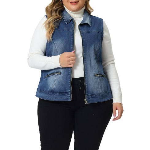 Long denim vest hot sale plus size