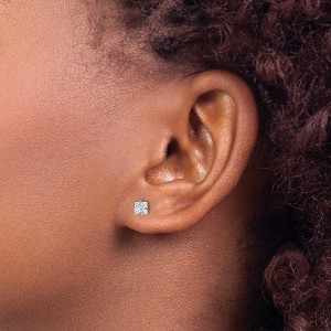 Chisel Stainless Steel Polished 4mm Square Cubic Zirconia Stud Earrings - 1 of 4