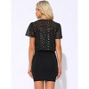 INSPIRE CHIC Women's Metallic Glitter Star Short Sleeve Party Crop Open Front Cardigan - 3 of 4