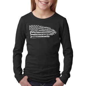 LA Pop Art Girl's Word Art Long Sleeve - Pledge of Allegiance Flag - 1 of 4