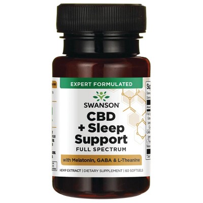 Swanson Cbd + Sleep Support Full Spectrum w/ Melatonin, Gaba & L-Theanine 15 mg 60 Sgels.
