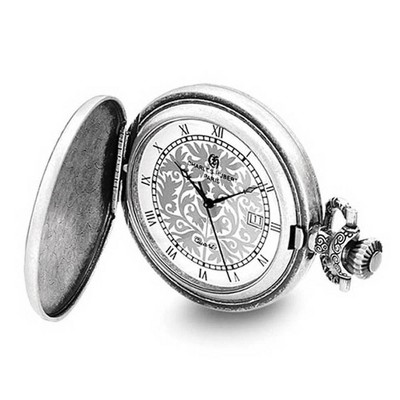 Black Bow Jewelry Charles Hubert Antiqued Floral Design Pocket Watch 44mm