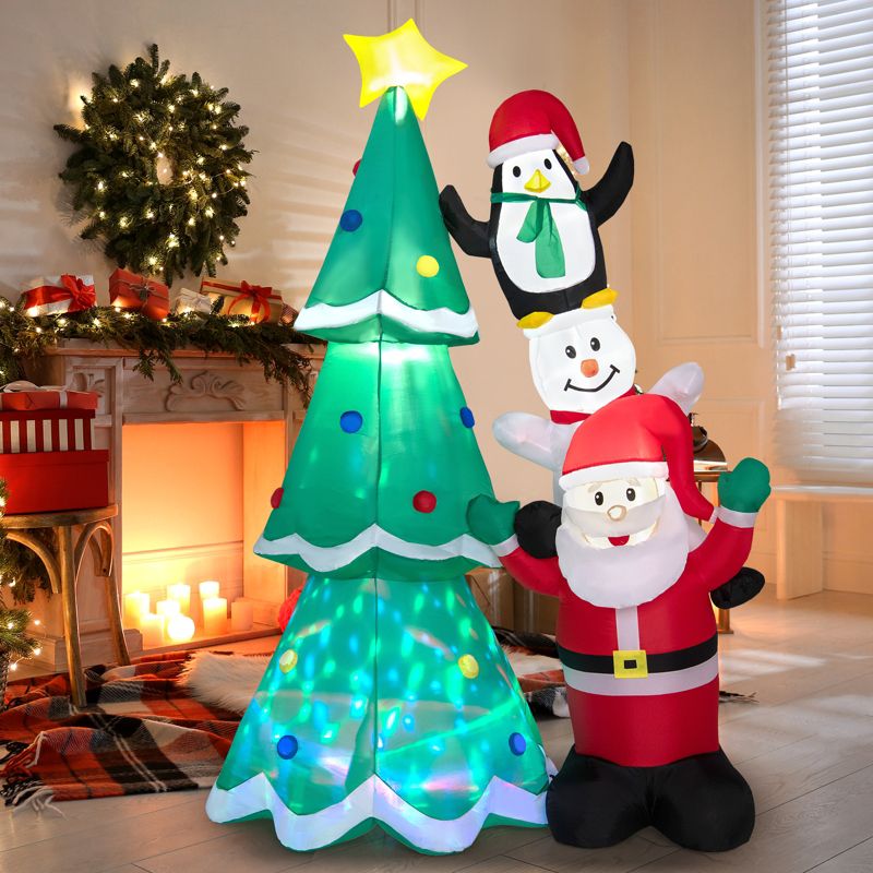 Tangkula 8.7 FT Inflatable Christmas Tree and Santa Claus, Blow up Christmas Tree with Santa Penguin & Snowman Xmas Outdoor Inflatable Decoration, 3 of 11