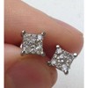 Pompeii3 1/2ct Princess Cut Diamond Cluster Studs 14K White Gold - 2 of 4