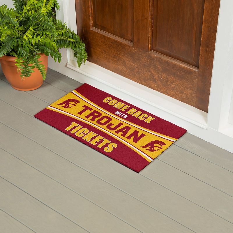 Evergreen Come Back with Tickets University of Southern California 28" x 16" Woven PVC Indoor Outdoor Doormat, 4 of 7