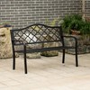 Gardenised Outdoor Garden Patio Steel Park Bench Lawn Decor with Cast Iron Back, Black Seating bench for Yard, Patio, Garden and Deck - 3 of 4