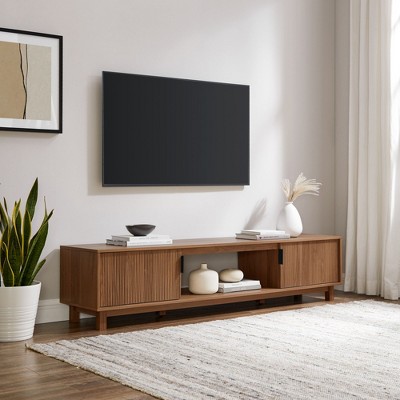NicBex TV Stand for 80 Inch TV with 1 Open Shelf and 2 Cabinets,TV Entertainment Center with Fluted-Door,TV Console Table for Living Room
