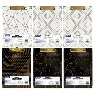 BAZIC Products® Paperboard Clipboard with Gold Low Profile Clip, Assorted Geometric Designs (No Design Choice), 12.9" x 9", Pack of 6 - 1 of 4