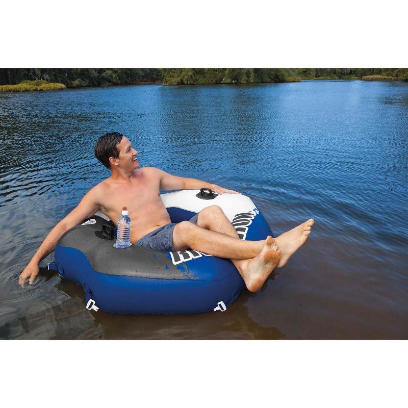 INTEX River Run Single Person Connect Inflatable Water Raft (4 Pack) with INTEX River Run 2 Person Inflatable Tube Raft Float with Cooler, 5 of 7