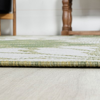 Zinnia Gray Floral Flat Woven Reversible Indoor/Outdoor Rug