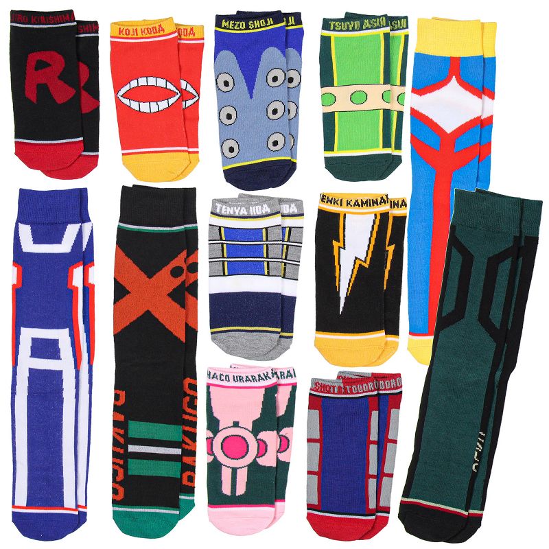 My Hero Academia Men's 12 Days Of Socks Crew and Ankle Mix and Match Gift Set Multicoloured, 2 of 8