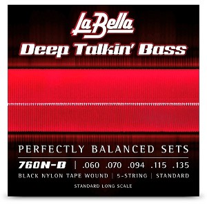 La Bella 760N-B Deep Talkin' Bass Black Nylon Tape Wound 5-String Bass Strings - Standard 60 - 135 - 1 of 1