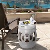 Okak 17" Modern Side Table Ceramic Garden Stool End Table with Double-Coin Design Decorative PatioTable Outdoor/Indoor for Yard Bedroom, White - 3 of 4
