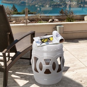 CAVINAS 14"x17" Cooler Side Table Outdoor, Ceramic Bistro Table Outdoor, Modern Gardening Tables for Outdoors - 1 of 4