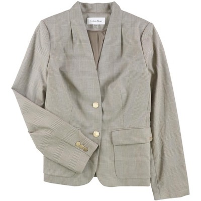 Calvin Klein Womens Collarless Two Button Blazer Jacket