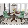 3-Piece Antique Walnut Finish Solid Wood Top-Round Upholstered Dining Room Set -Seats 4 - 2 of 4