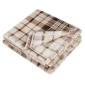 Tirrinia Plaid Fleece Flannel Blanket TV Throw, Soft Fuzzy Blanket for All Seasons Bedding Sofa Couch, 50x60 Inches Thorw Blanket - 1 of 4