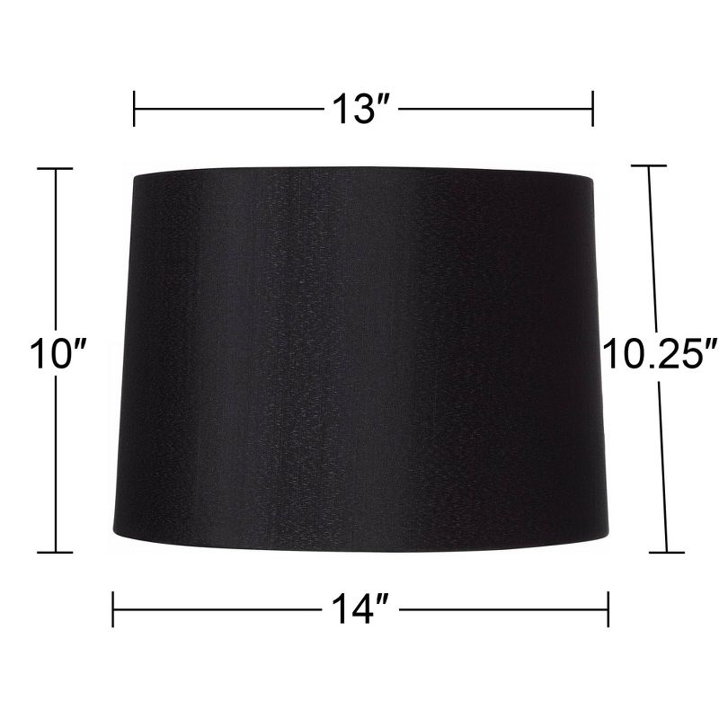 Brentwood Black Medium Hardback Drum Lamp Shade 13" Top x 14" Bottom x 10.25" Slant x 10" High (Spider) Replacement with Harp and Finial, 6 of 8