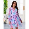 Seta T Women's V Neck Floral Long Sleeve High Waist Chiffon Ruffle Swing Skater Mini Dress - image 3 of 4