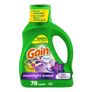 Gain + Aroma Boost Moonlight Breeze Scent HE Compatible Liquid Laundry Detergent Soap - 1 of 4