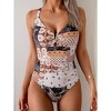 Eomenie One Piece Swimsuit for Women Tummy Control Ruched Bathing Suit V Wire Neck Slimming Swim Suits - 2 of 3