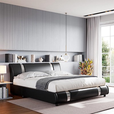 Hub Styler Faux Leather Upholstered Platform Bed