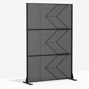 Dovelina Metal Outdoor Privacy Screen Freestanding Patio Decorative Screens - 72"x47", Black, Cedric - 1 of 4