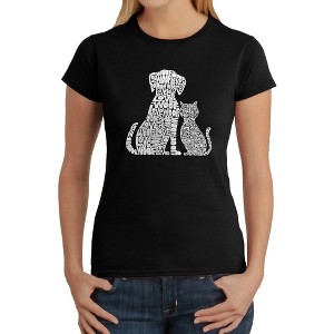 LA Pop Art Women's Word Art T-Shirt - Dogs and Cats - 1 of 4