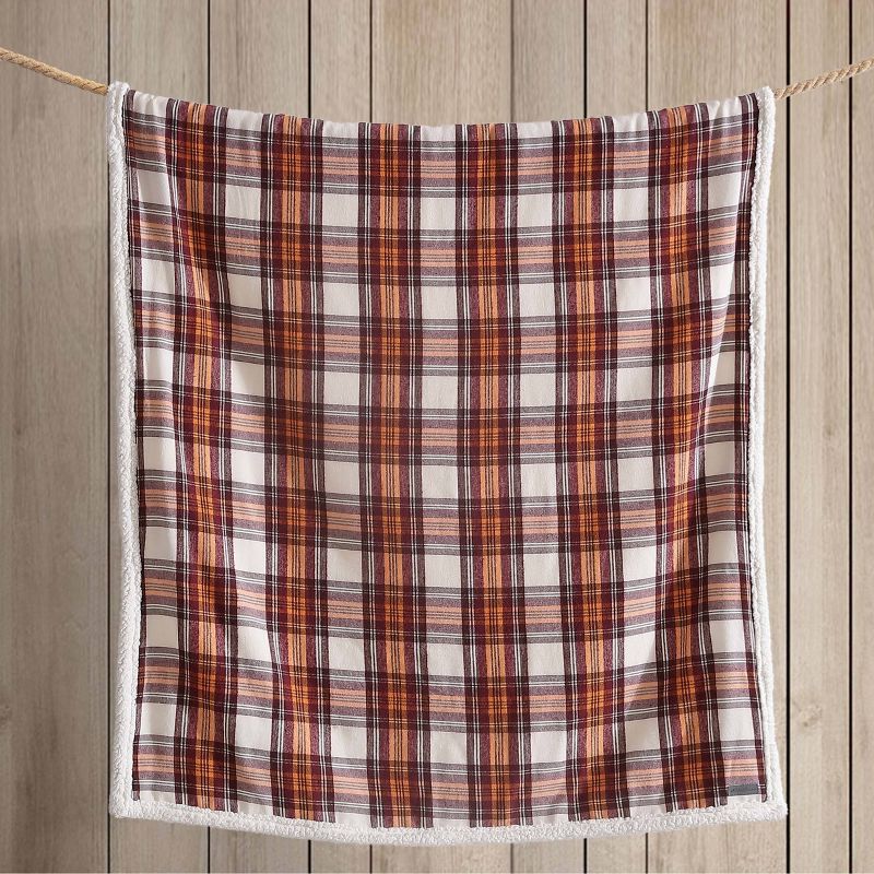 50&#34;x60&#34; Flannel Faux Shearling Throw Blanket Red - Eddie Bauer, 4 of 15