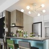 POWLIG 6-Light Black Gold Mid Century Modern Nordic Sputnik Chandelier Flush Mount - 3 of 4