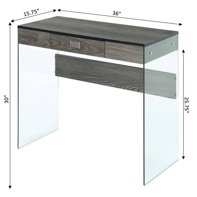 36" Breighton Home Uptown Glass Desk with Drawer, 5 of 7