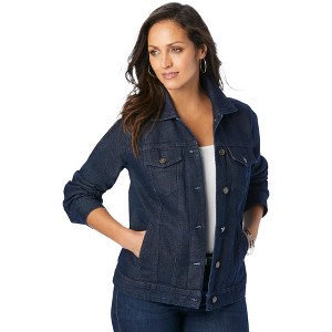 Jessica London Women's Plus Size Classic Cotton Denim Jacket - 1 of 4