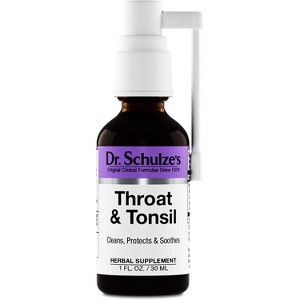 Dr. Schulze's Throat & Tonsil- Cool & Soothe Herbal Spray - Vegan & Kosher - 1 oz Bottle - 1 of 4