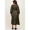 Pinkblush Olive Satin Smocked Pleated Maternity Midi Dress - 3 of 3
