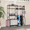 Gymax Sports Gear Organizer w/ Yoga Mat Holder Ball Basket & Adjustable Shelves & Lockable Swivel Wheels for Garage Gym Basement - 3 of 4