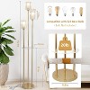 GDFStudio Fira Mid-Century Modern Golden Floor Lamp with 3 Crystal Shades and Open Shelves - 3 of 4