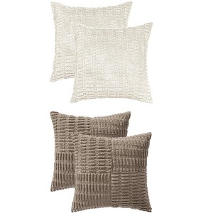 REGALWOVEN 4 Pcs Solid Corduroy Modern Throw Pillow Covers 18" x 18" - 1 of 4