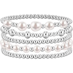 14K Gold Plated Bracelet Stack Strand Stretch Bead Ball Bracelet Set Stackable Bracelet - 1 of 4