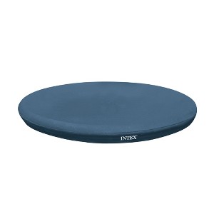 INTEX 28022E Pool Cover: For 12ft Round Easy Set Pools – Includes Rope Tie – Drain Holes – 12in Overhang – Snug Fit - 1 of 4