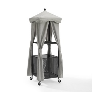 34gal Grady Steel Deck Box Gray/Matte Black - Crosley: Wheeled Poolside Towel & Toy Organizer, Weather-Resistant - 1 of 4