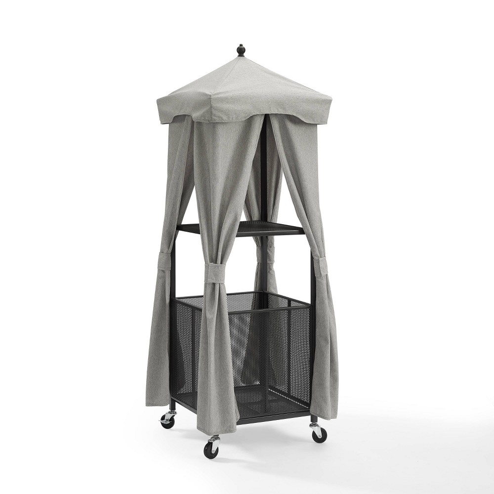 Photos - Towel Holder Crosley 34gal Grady Steel Deck Box Gray/Matte Black - : Wheeled Poolside To 