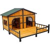 Chery Life Brown 64" W x 53.5" D x 39.5" H Wooden Outdoor Dog Kennel with Elevated Floor & Porch, Weatherproof Puppy Shelter Fits Small or Medium Dog - 2 of 4