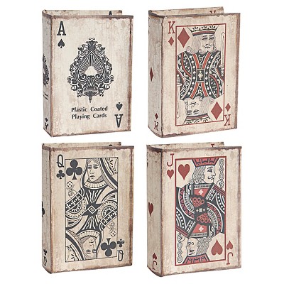 Set of 4 Book Boxes Ace Playing Cards - A&B Home