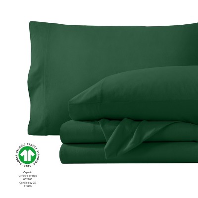 Organic Cotton Jersey Full Sheet Set in Forest Green