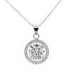 18k White Gold-Vermeil Halo Crystal Pendant Necklace - 2 of 4