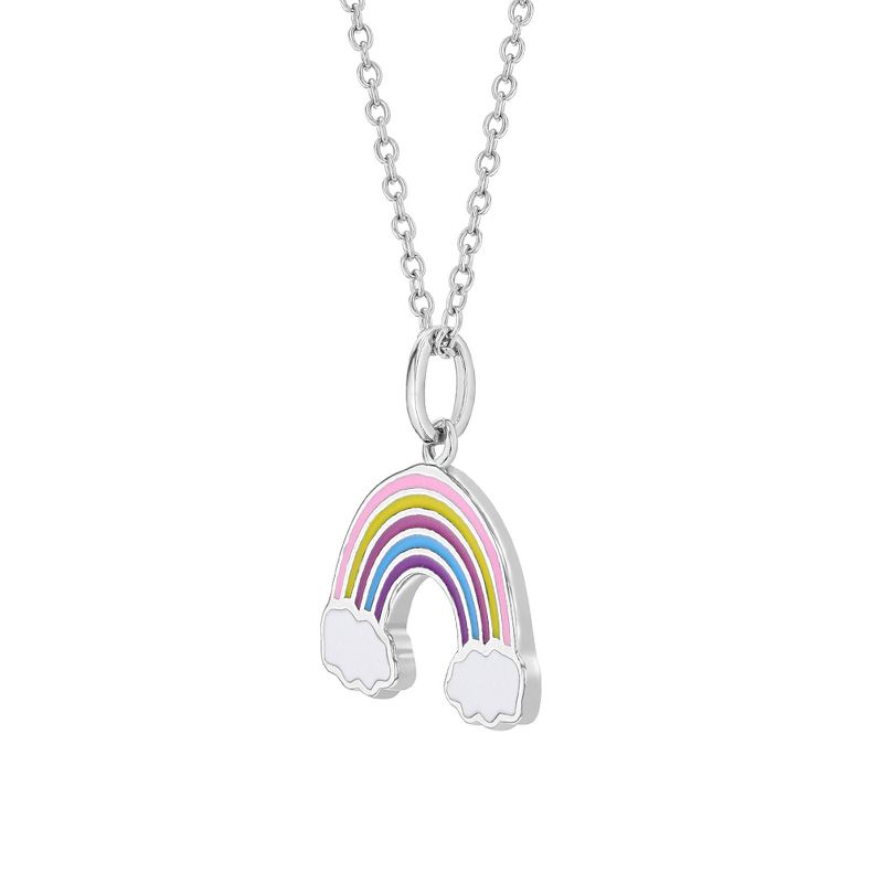 Girls' Colorful Rainbow Sterling Silver Necklace - In Season Jewelry, 2 of 5