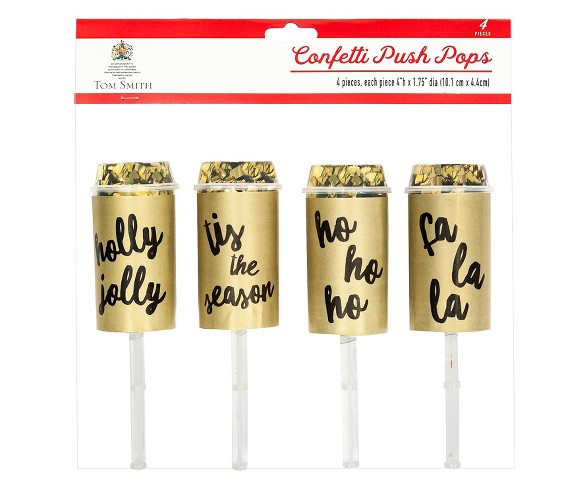 Tom Smith 4ct Confetti Poppers Gold Metallic
