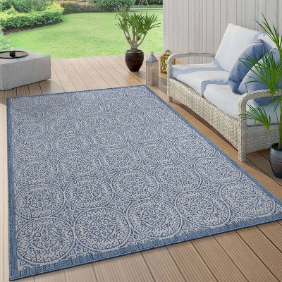 Bloomfield Easy-Care Blue Floral Synthetic 5' x 7' Rug